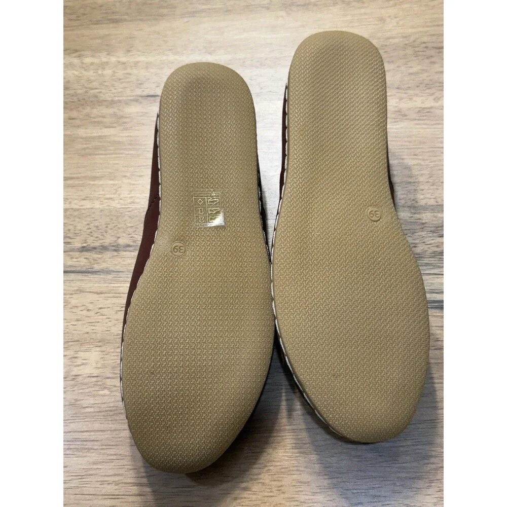 Charix Cognac Brown Leather Slip On Flats Shoes Women's Size 39 8.5/9 NEW No Box